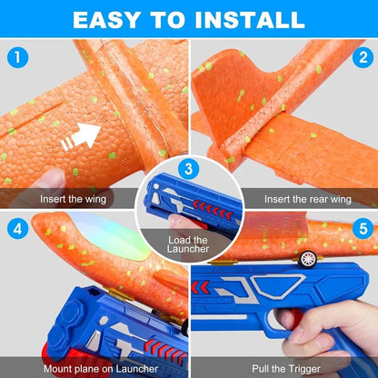 3-Pack Kids Airplane Launcher: LED Foam Glider Catapult Toy